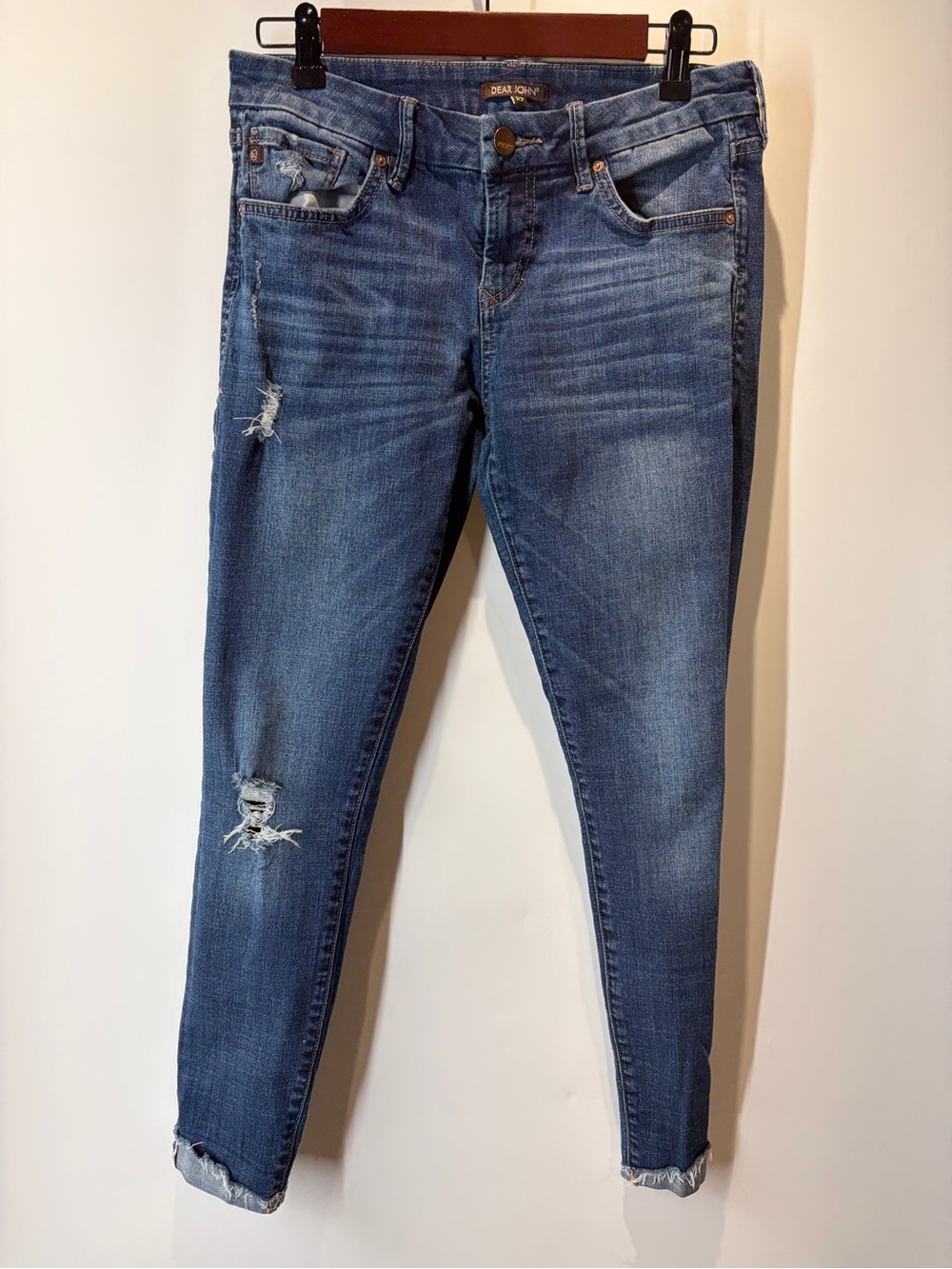 Dear John Distressed Dark Blue Ankle Jeans